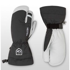 Hestra Heli 3-Finger Grey and Cream Gloves Size 7